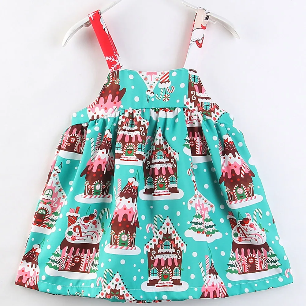Baby Girl Clothes Cartoon Cake Pattern Lovely Bowknot Sleeveless Kids Dresses for Girls Children Christmas Party Clothing 2-6Y | Детская