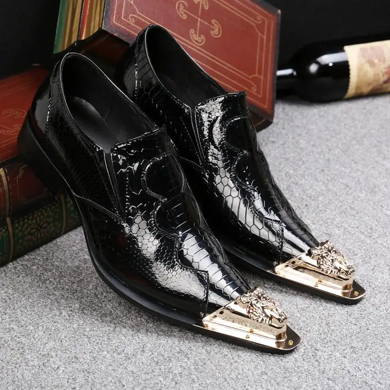 

italian shoes men oxford iron toe classic mens patent leather black shoes spiked loafers gold pointy toe dress shoes slipon