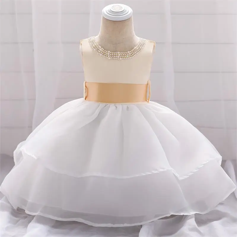 Champagne Летняя одежда vestido infantil, платье на крестины для маленьких девочек, кружевные платья принцессы на день рождения, вечерние и свадебные платья - Цвет: Champagne