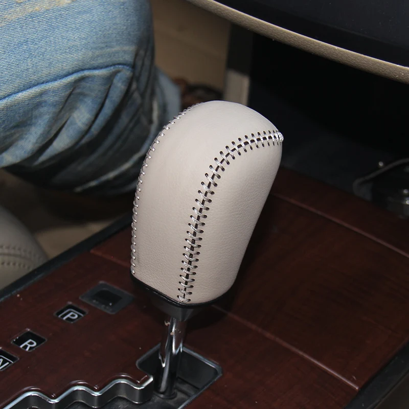 

Top Genuine leather gear stick shift knob cover For Old Nissan Teana AT Case ppc cpr pen case on shift lever pen cpr