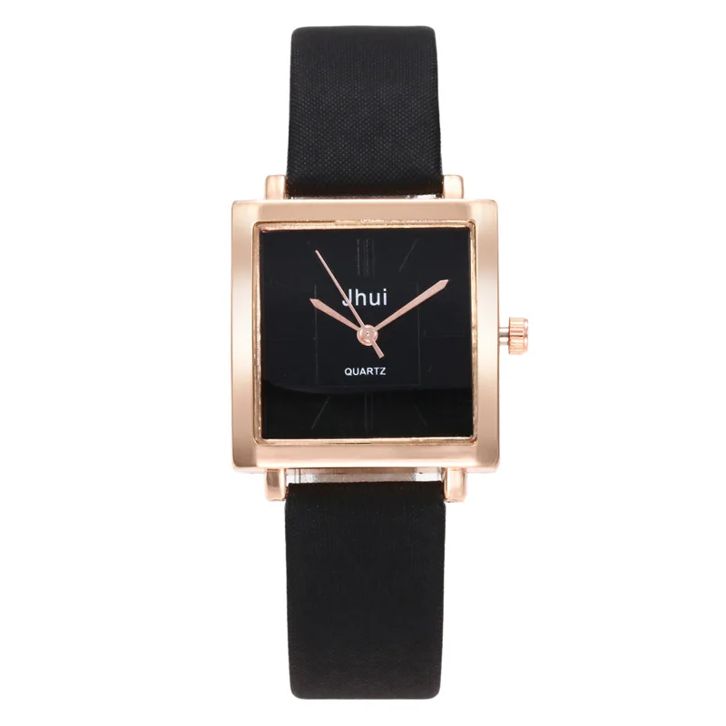 Женские часы с квадратным циферблатом кварцевые кожаным ремешком|Женские