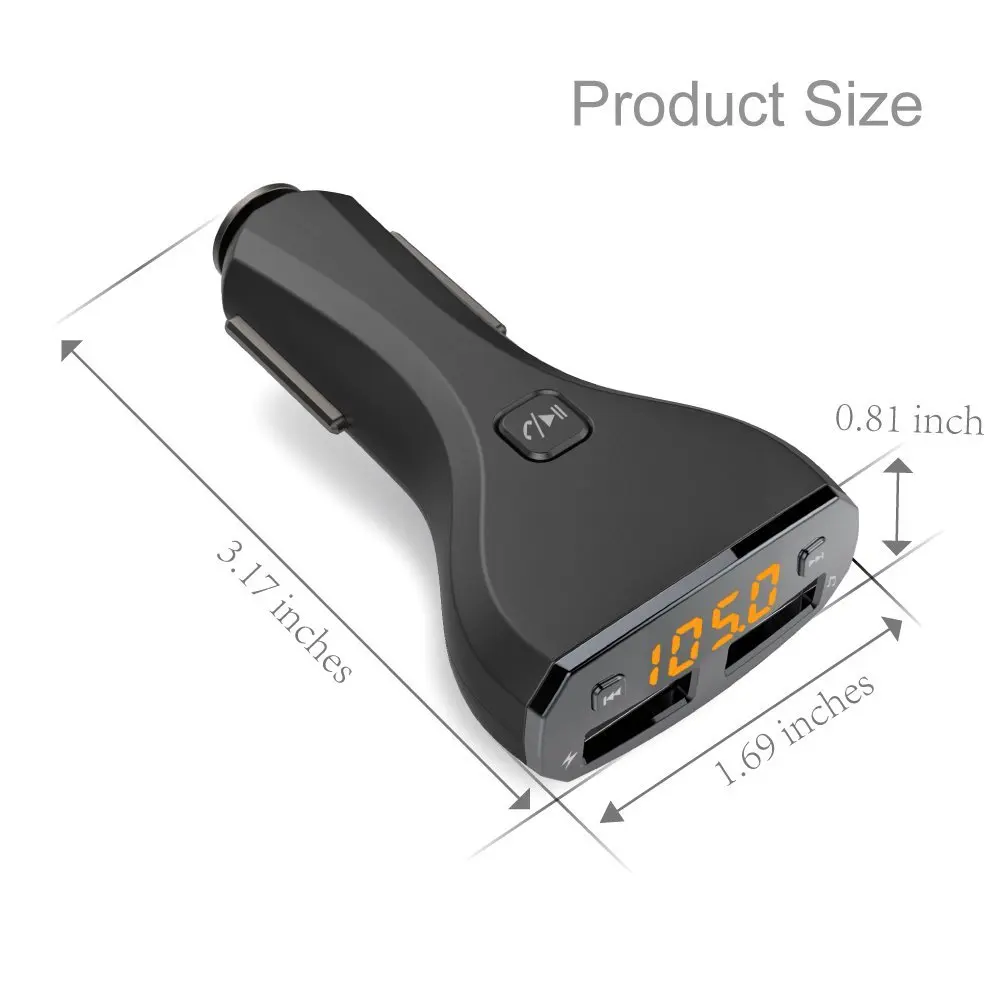 FM Transmitter Auledio Wireless In-Car Bluetooth Hands Free Car Kit Radio Adapter with 5V/2.4A Dual USB Charger | Автомобили и