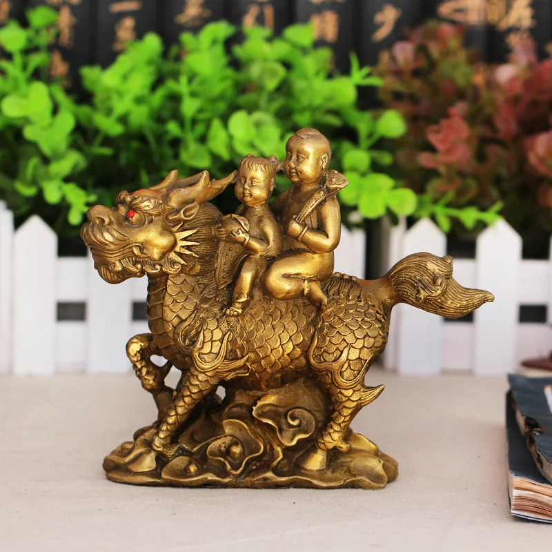 Фен шуй для медных украшений kylin talisman защитит своего сына отправка Fu Wang Yun|ornamental