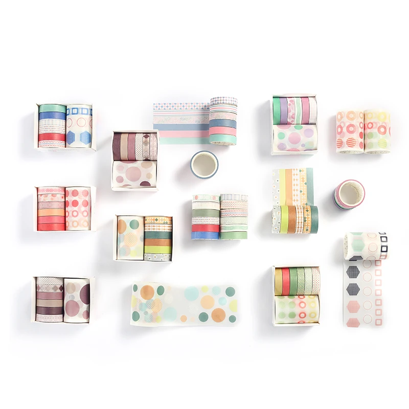 7 шт. сохранить дату цветной бумаги набор декоративного скотча Васи 10 мм 60