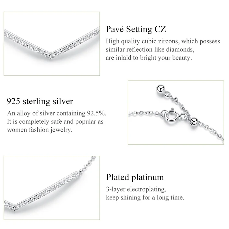 BISAER Кристалл Pulseira 925 пробы Серебряный светящийся кубический циркон женские серебряные браслеты свадебные ювелирные изделия из стерлингового серебра ECB137