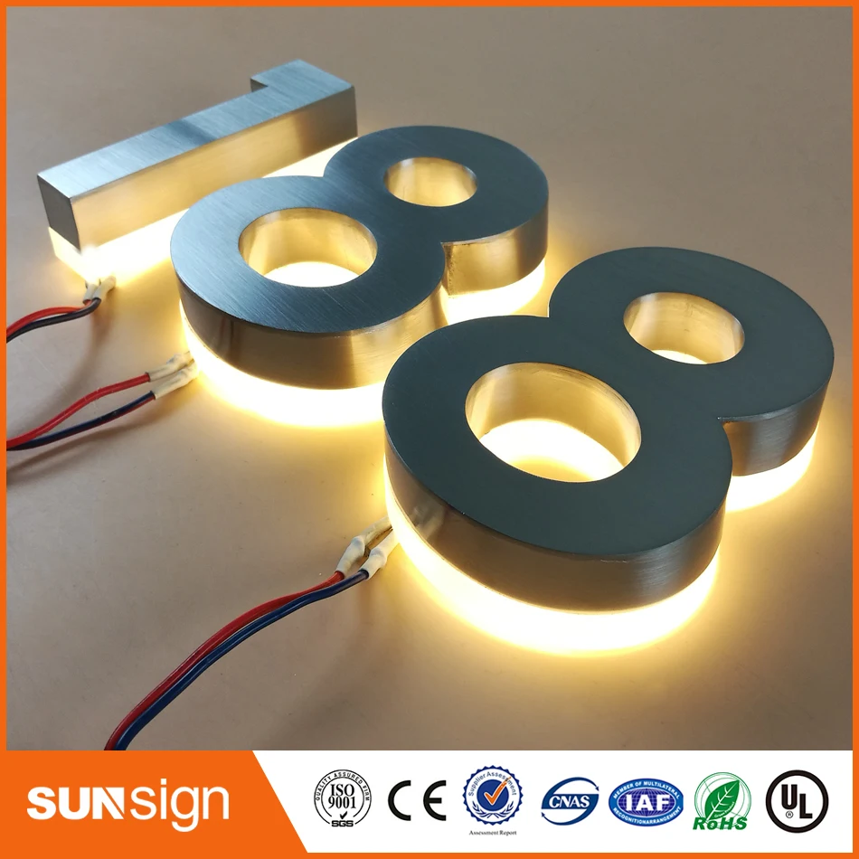 H 30 см Внутренний светодиодный 3d знак из нержавеющей стали с логотипом halolit lighting up