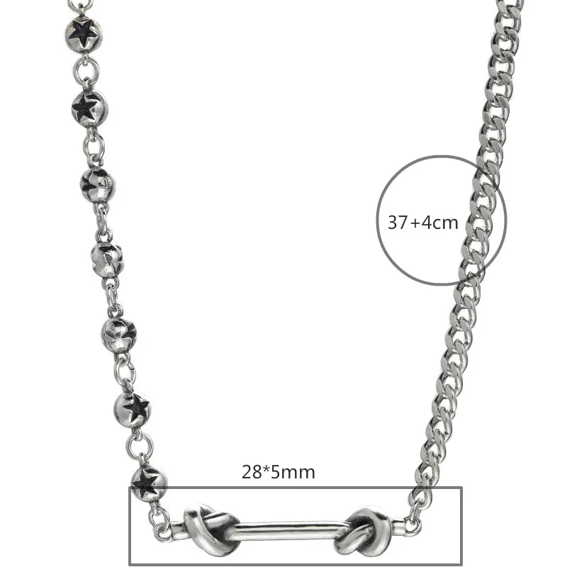 

Flyleaf 925 Sterling Silver Necklace Women Rope Knot Splice Asymmetry Vintage Chain Fine Jewelry Simple Necklaces & Pendants