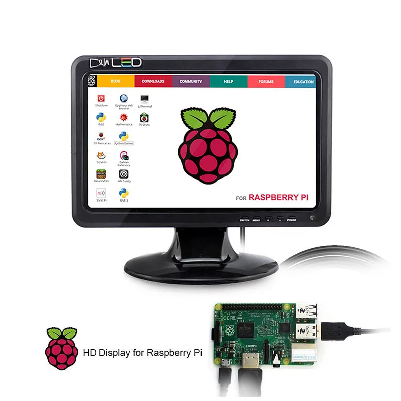 Elecrow 10 1 дюймовый портативный HD дисплей для Raspberry Pi 3 HDMI 1024x600 1080P VGA светодиодный ЖК