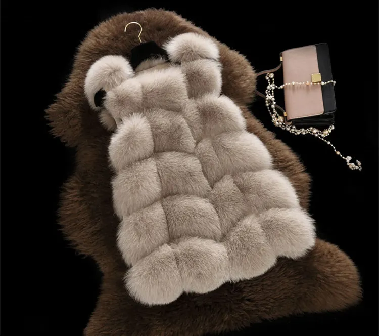 Женский зимний жилет из 100% натурального Лисьего меха роскошная Толстая теплая