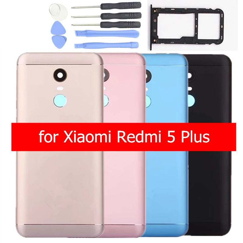 Для Xiaomi Redmi 5 Plus Батарея задняя крышка сзади Корпус металлические двери Камера Стекло объектив лоток держателя карты запасная запчасти