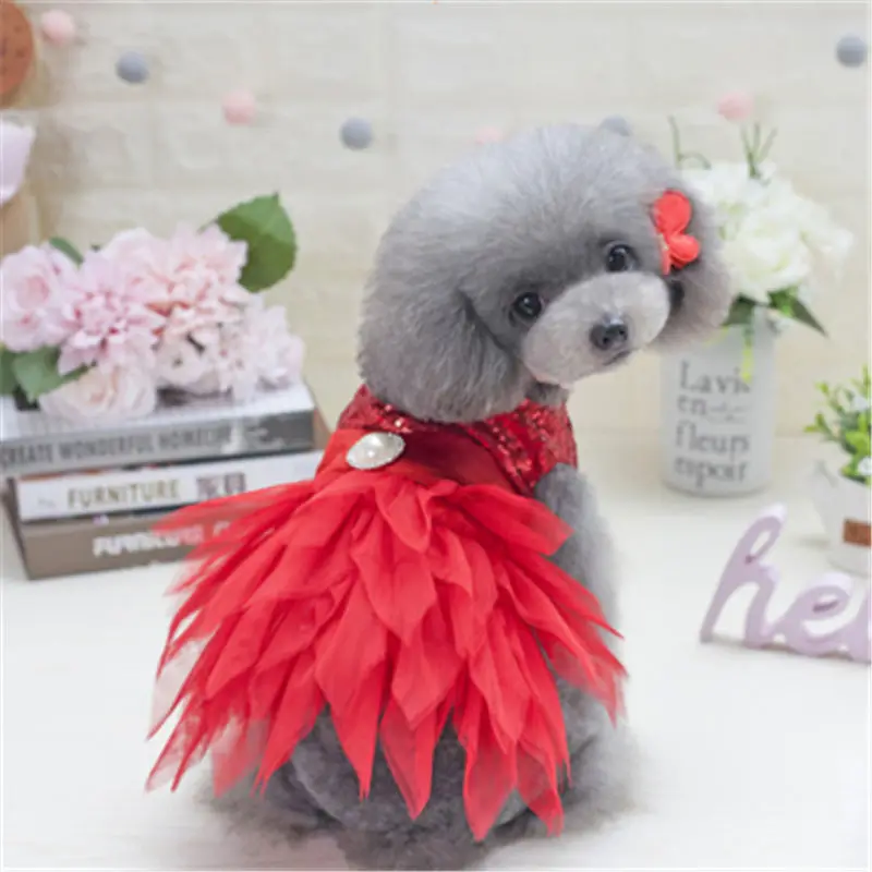 Pet Dress Dog Clothes Outfit for Small Dogs Cute Clothing Puppy Skirt Chihuahua | Дом и сад