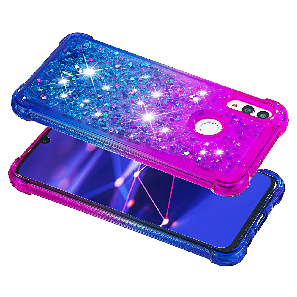 Для huawei honor 10 lite p smart 2019 Блестящий с жидкостью песок алмаз градиент ТПУ чехол