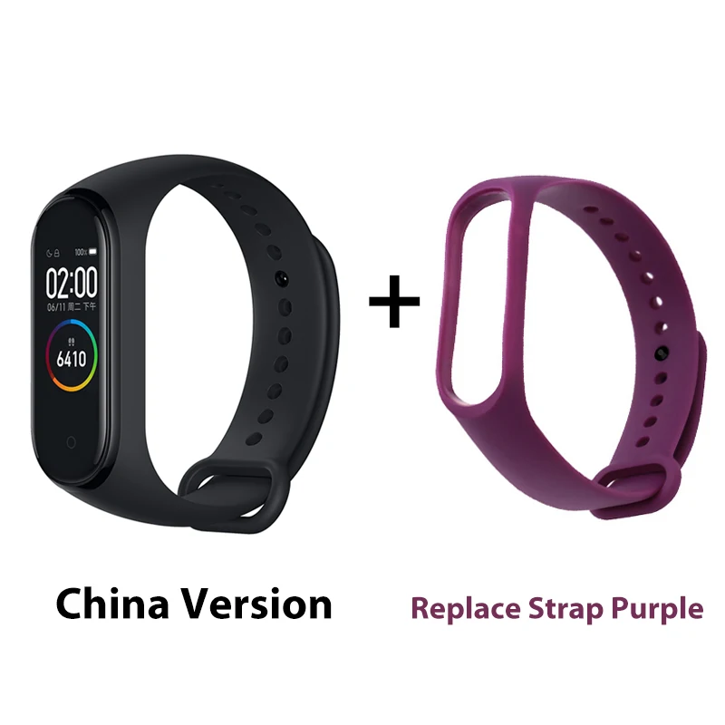 Фиолетовый Xiaomi mi-браслет 4 музыкальный смарт-браслет mi Band 4 браслет пульсометр фитнес 135 мАч Bluetooth 5,0 цветной экран - Цвет: Фиолетовый