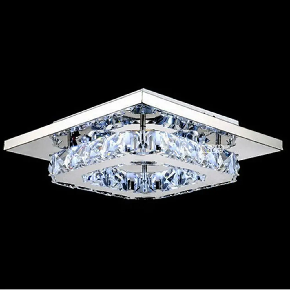 Pendente de Teto em Cristal Lustre de Aço Inoxidável para Sala Luminária Corredor Deração Moderno