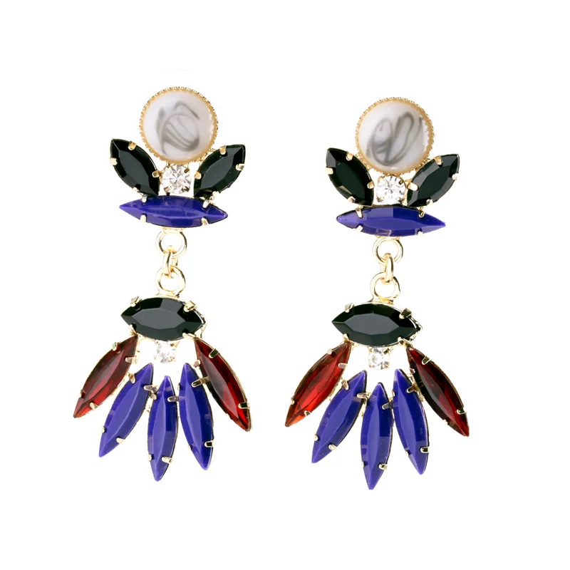 Разноцветный имитация драгоценных камней Этническая Серьга пирсинг 2015 новые