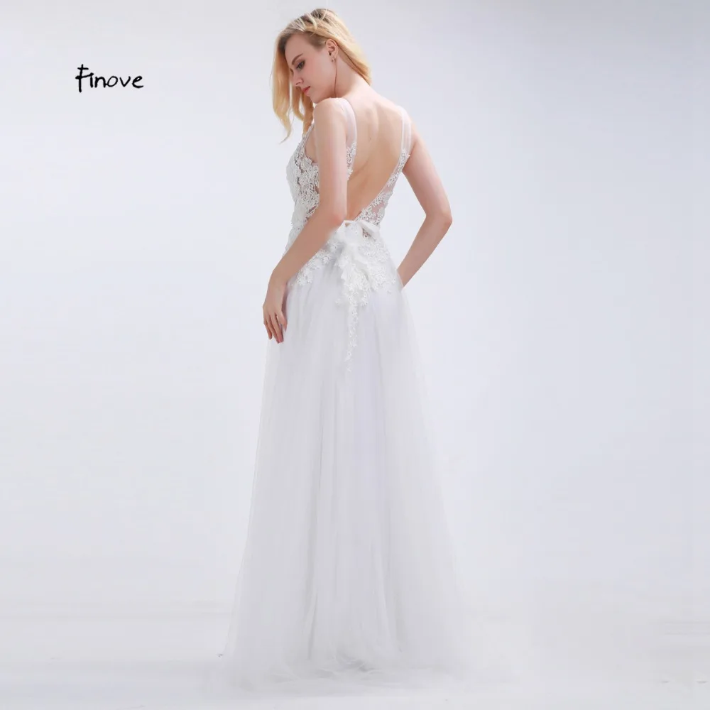 2017 Illusion Wedding Dresses Luxury Vantage Backless Tulle V-neck Lace Applique Beaded Liz Martinez Bridal Gown Robe de Mariage | Свадьбы и
