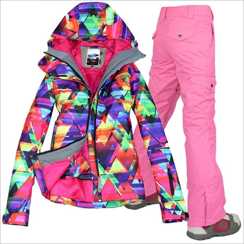 GSOU SNOW Brand лыжный костюм женские лыжные куртки брюки непромокаемые