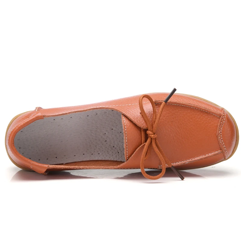 Big Size 35-43 Women Boat Flats Split Leather Lace-up Flat Shoes Woman Comfortable Ballet Mother Female Moccasins WSH3219 | Обувь