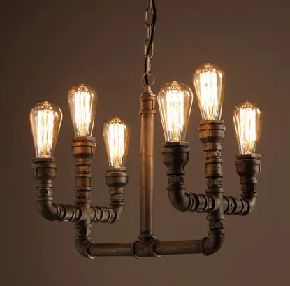 

6 Lamp Pipe Style Pendant Lights Art Pendant Light Vintage Pendant Light Contains Edison Bulb Free Shipping