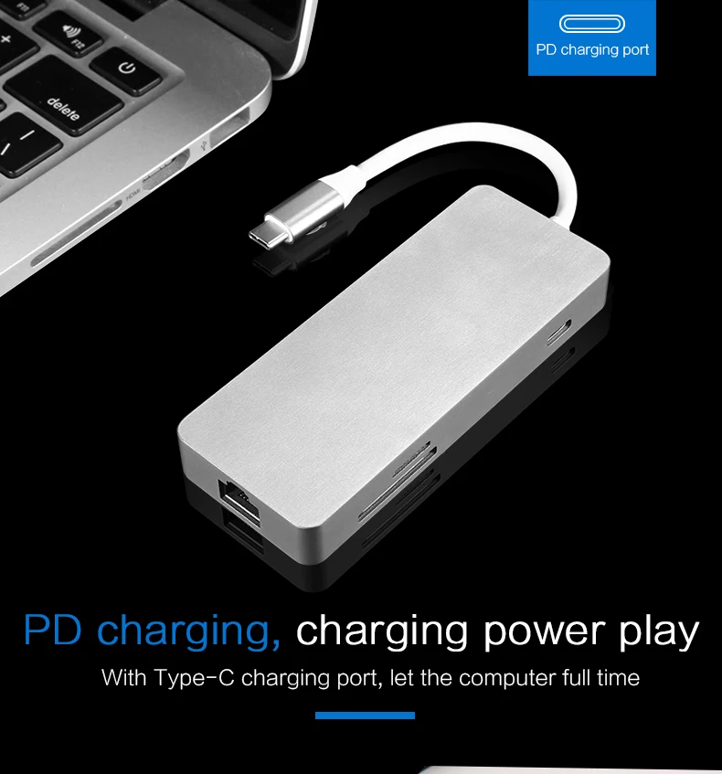 Usb c Тип к HDMI USB 2 0 3 концентратор RJ45 SD TF карта с PD зарядным портом адаптер для MacBook