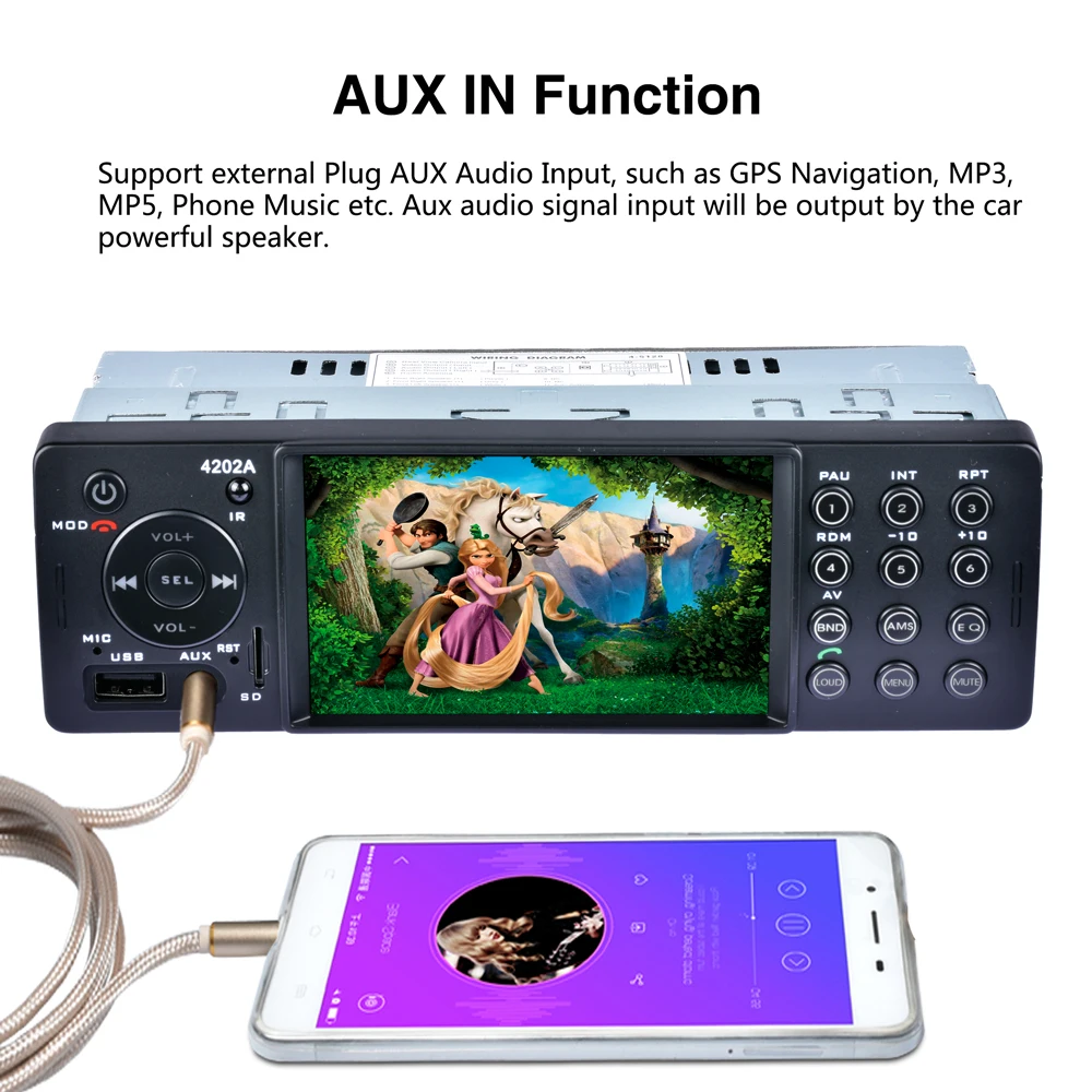 Podofo 1 din автомагнитола стерео с 4 дюймов HD цифровой Экран MP5 плеер USB TF AUX FM Bluetooth Автомобильный мультимедийный плеер