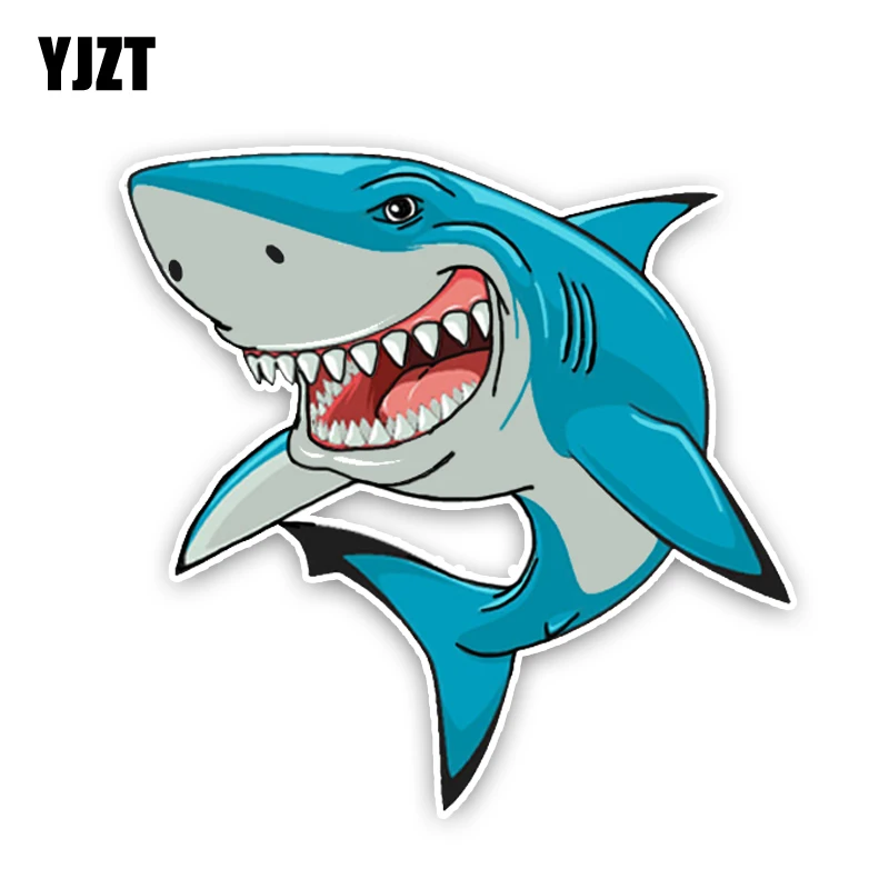

YJZT 14.5CM14.4CM Interesting Sharks Cartoon Colored PVC Car Sticker Decoration Graphic C1-5300