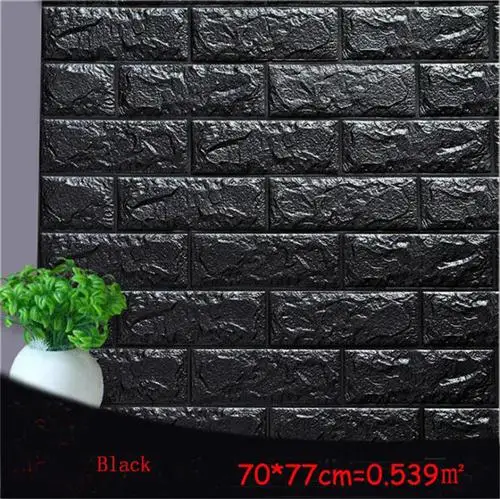Black 70*77 см* 8 шт. 3D PE пенка, камень, кирпичная панель, наклейка на стену, домашний декор, ТВ, диван, Настенная роспись, малыш, безопасный, самоклеющиеся, DIY обои - Цвет: Black