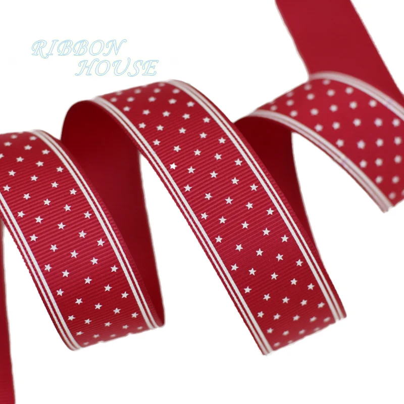 10 ярдов/партия ленты из красной пентаграммы 1 дюйм (25 мм)|ribbon heart|ribbon weavingribbon glue |