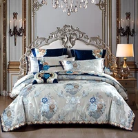 silver golden color king queen size bed set satin jacquard cotton luxury royal bedding set bed sheet set duvet cover bedlinens