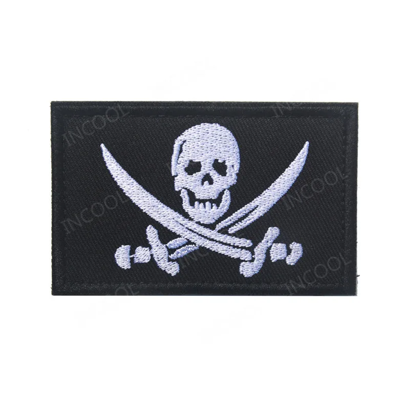 Pirate Skull Пиратский череп вышивка патч армии США для поддержания боевого духа нашивки Тактический аппликации эмблема боевой вышитые значки Прямая - Цвет: Pirate Skull
