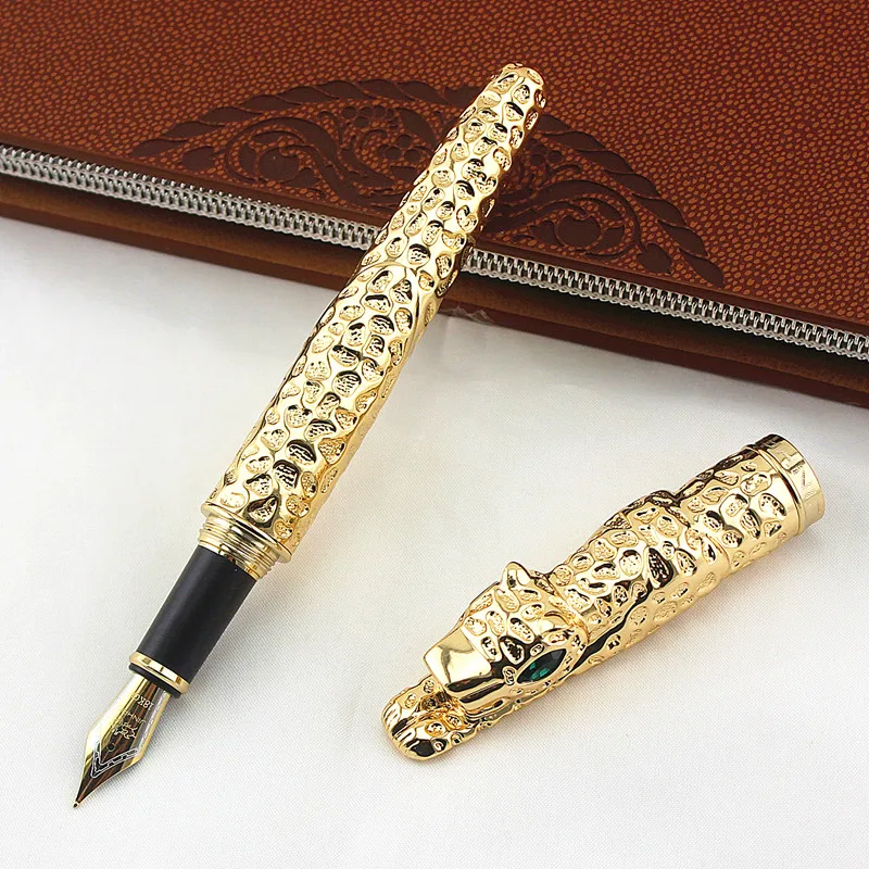 Роскошная полностью Металлическая перьевая ручка Jinhao с золотым леопардовым принтом чернильная для письма