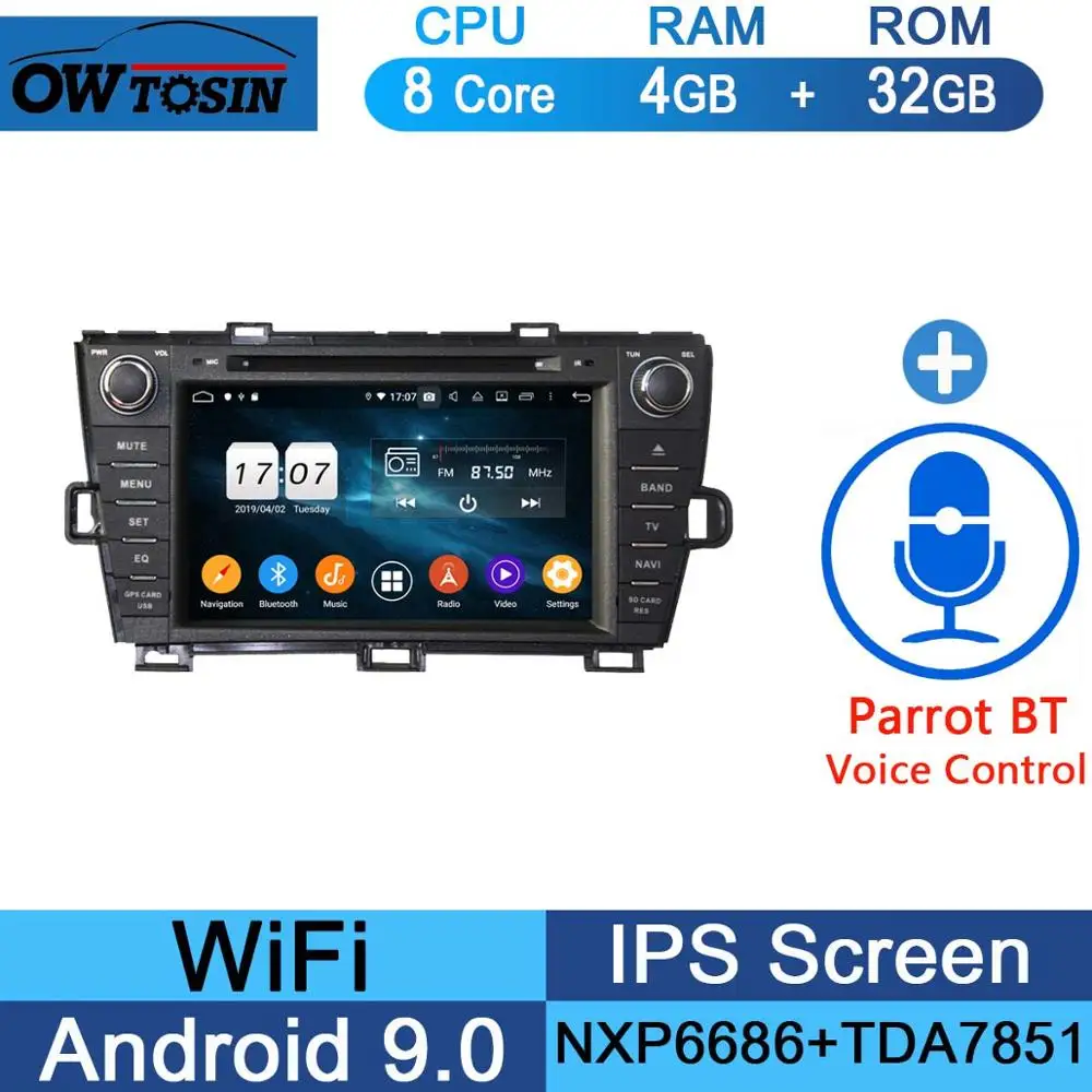 32G Parrot BT " ips Восьмиядерный 4 Гб ram+ 64 Гб rom Android 9,0 автомобильный DVD радио gps для Toyota Prius 2009- DSP CarPlay Parrot BT стерео Adas плеер - Цвет: 32G Parrot BT