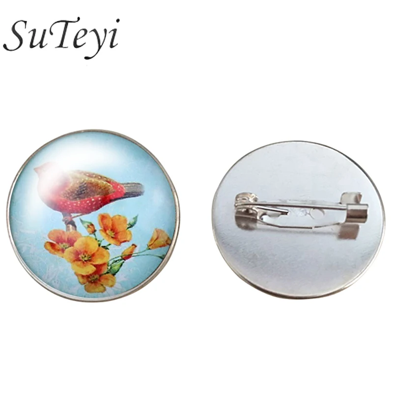 Брошь SUTEYI с изображением маленькой птицы на ветках булавки шармы печать