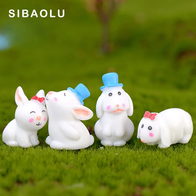 

2 шт. фигурка Love Rabbit модель животного из смолы ремесло Домашний Декор миниатюрный Сказочный садовый автомобиль аксессуары для украшения тор...