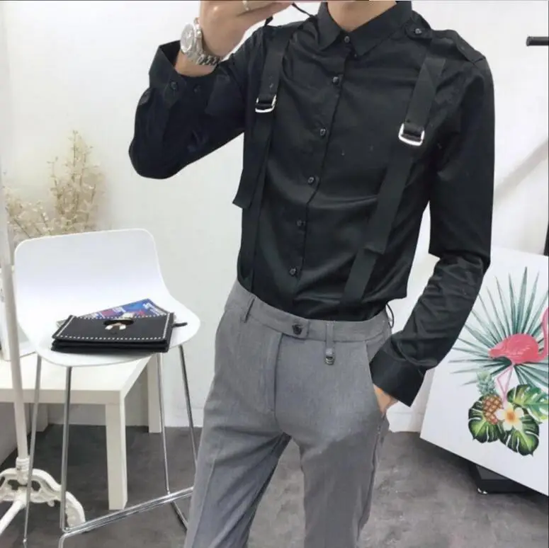 S-5XL 2017 New arrive Men's clothing GD Hair Stylist Catwalk Slim casual Ribbon Shirt stage Plus size Singer costumes