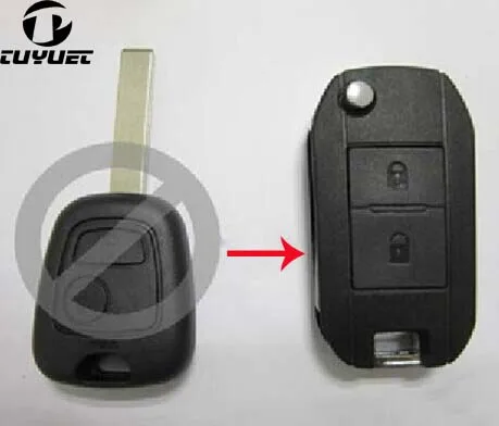 

Uncut Blade 2 Buttons FOB Case For Peugeot 307 Modified Flip Folding Remote Key Shell HU83 Blade with Groove