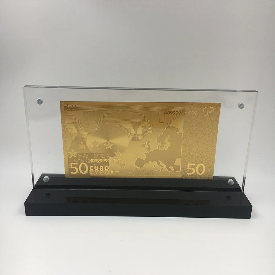 PET Материал евро 50 банкнота ближнего света в центре сообщений течение 24K gold для
