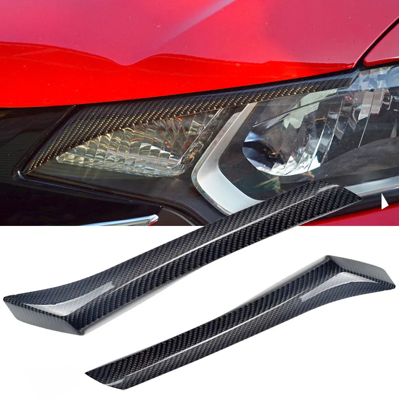 Carbon Fiber Headlight Cover Eyebrows Eyelid Trim Sticker For Honda Fit 2014