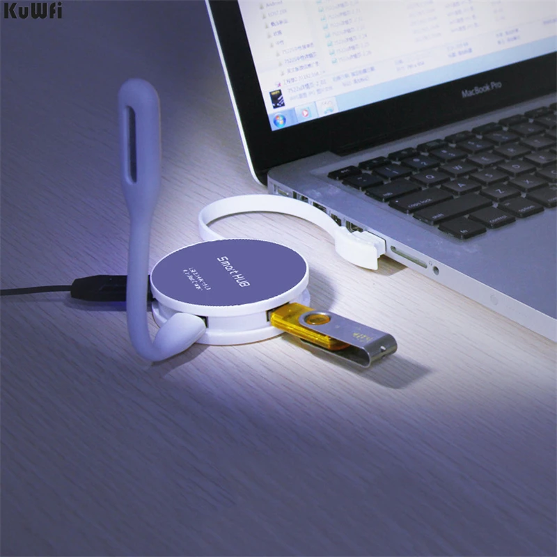 KuWFi usb хаб мульти 4 Порты круговой тонкий высокого Скорость сплиттера для ноутбука