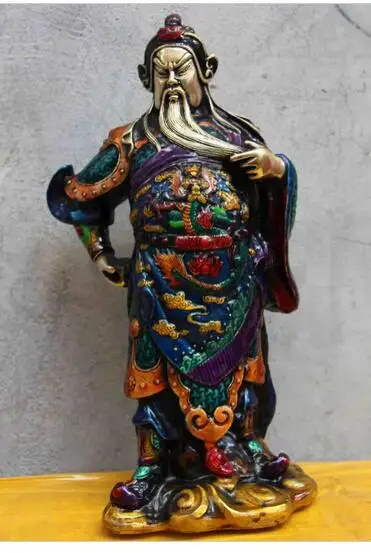 

decoration factory outlets white Copper Silver Folk White Copper Silver Painted Dragon Guan Gong Guan Yu Warrior Statue