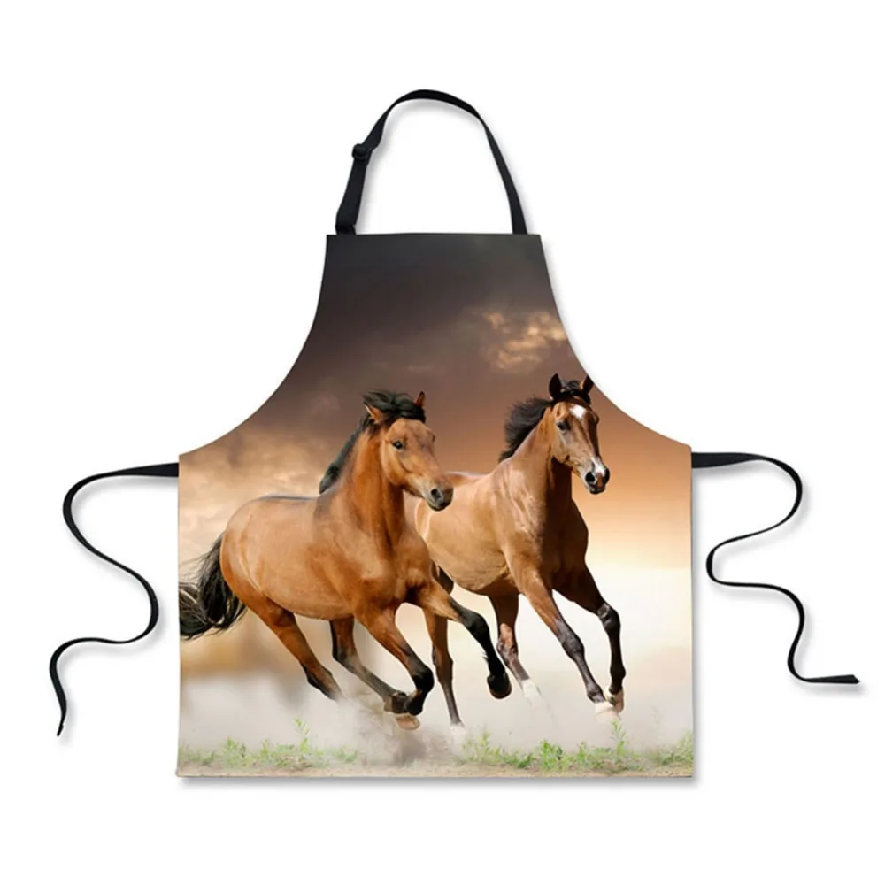 Высококачественные фартуки с 3D-принтом лошади для дома и отдыха модные кухонные
