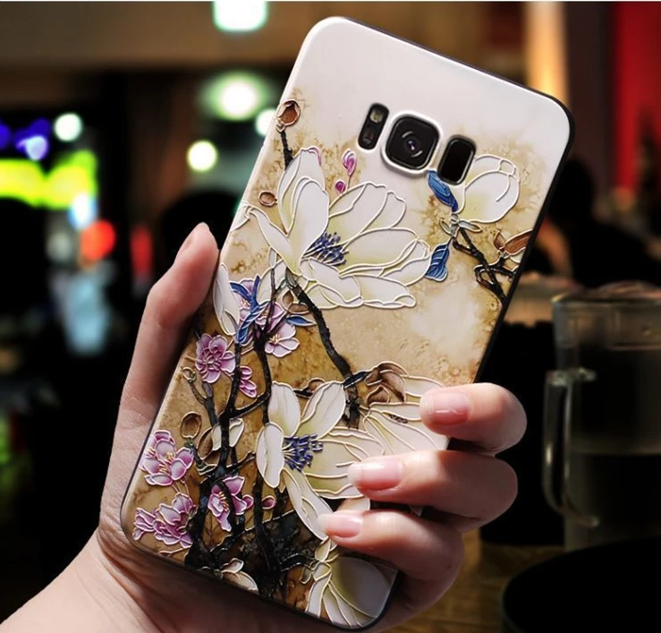 jdbaihua 3D с тиснением и изображением цветка чехол для samsung Galaxy S10e S8 S9 S10 A9 A8Star A6 плюс A7 A3 A5 S7 край A30 A50 M10 TPU Защитный чехол - Цвет: jdbaihua
