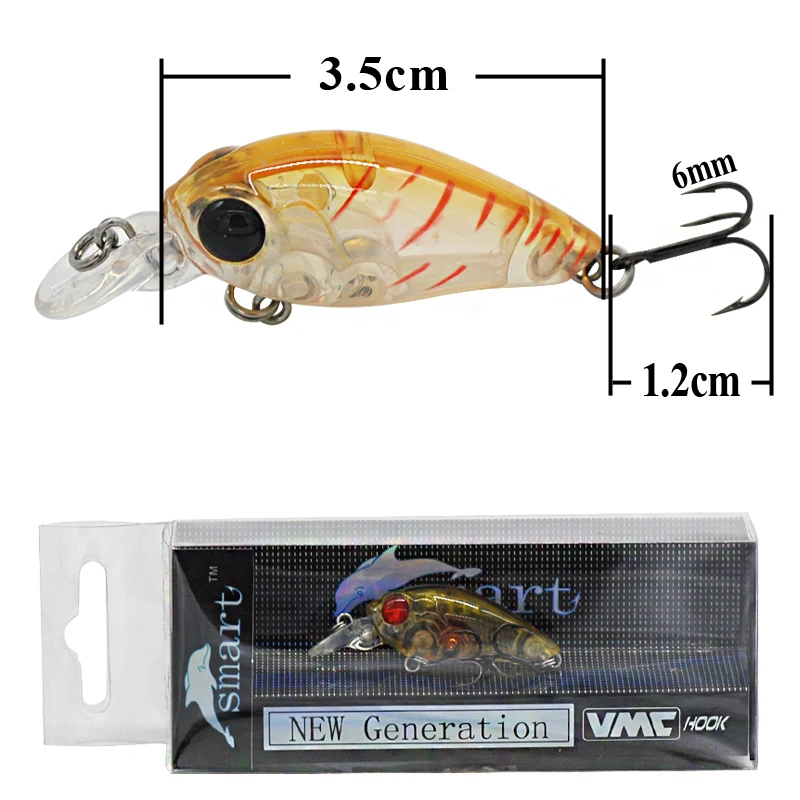 SMART Crank Bait 35 мм 3 5 г плавающая приманка для рыбалки глубина М мини кренкбейт