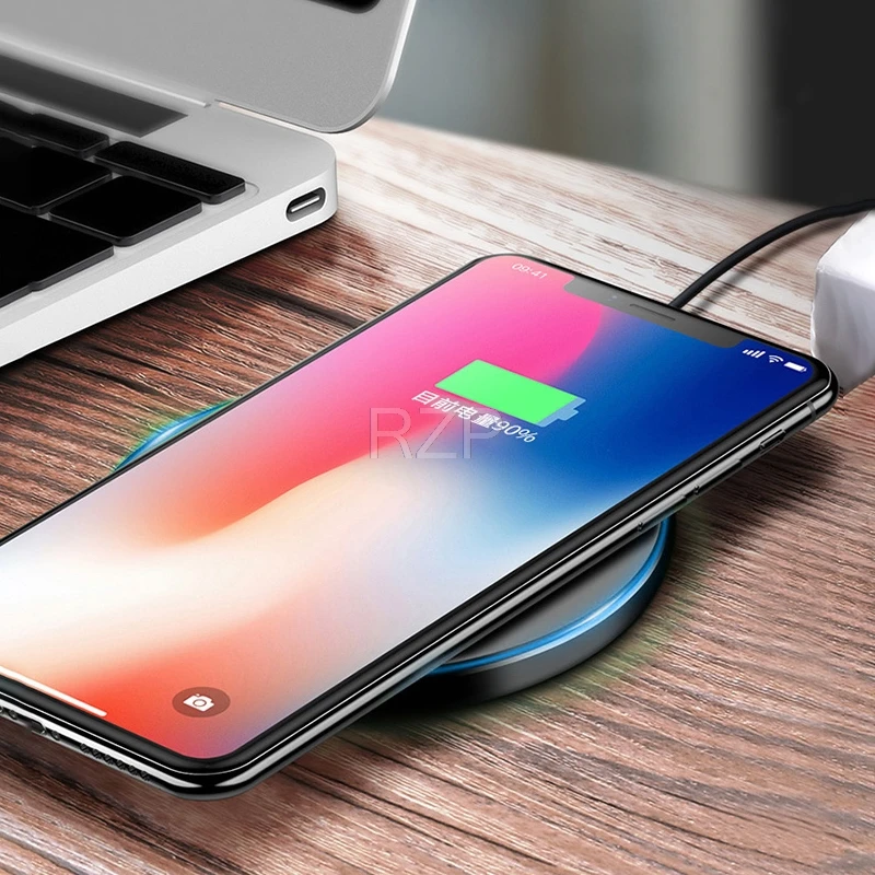 RZP 10 Вт QI Беспроводное зарядное устройство для iPhone X XR Xs Max 8 Plus Samsung S9 S10 Note 9
