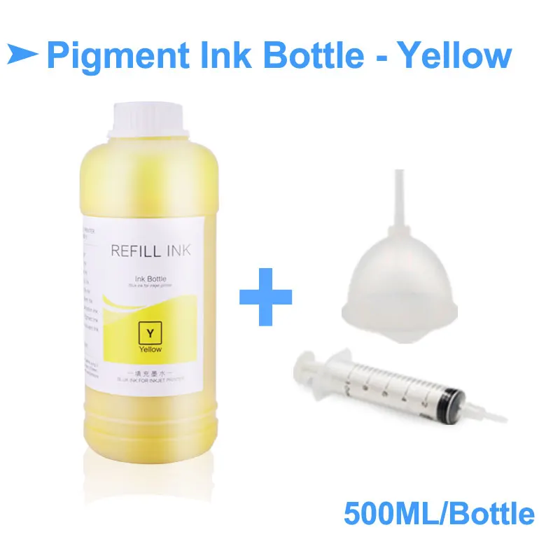 Yellow-500ml 500 мл/бутылка пигментные чернила для hp 178 364 655 670 711 920 932 933 950 951 952 953 954 955 970 971 980 пигментные чернила для hp принтер - Цвет: Yellow-500ml