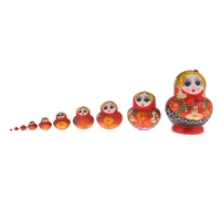 10 pieces kit hand printed red woman russian matryoshka babushka stacking dolls birthday gift toy decoration