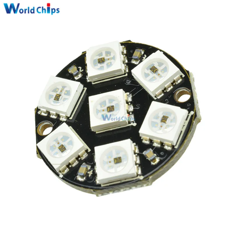 Светодиодная кольцевая лампа WS2812 5050 RGB 7 светодиодов со встроенными драйверами