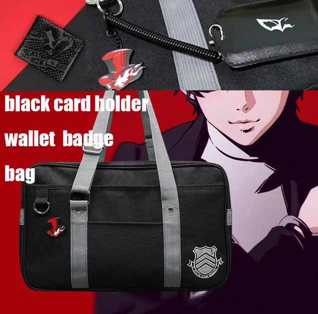 1018 WITH WALLET 40 см Persona 5 холщовая школьная сумка Persona5 сумка-мессенджер Джокер пантера череп лиса Акира Курусу сумка на плечо реквизит для косплея TM1018 - Цвет: 1018 WITH WALLET