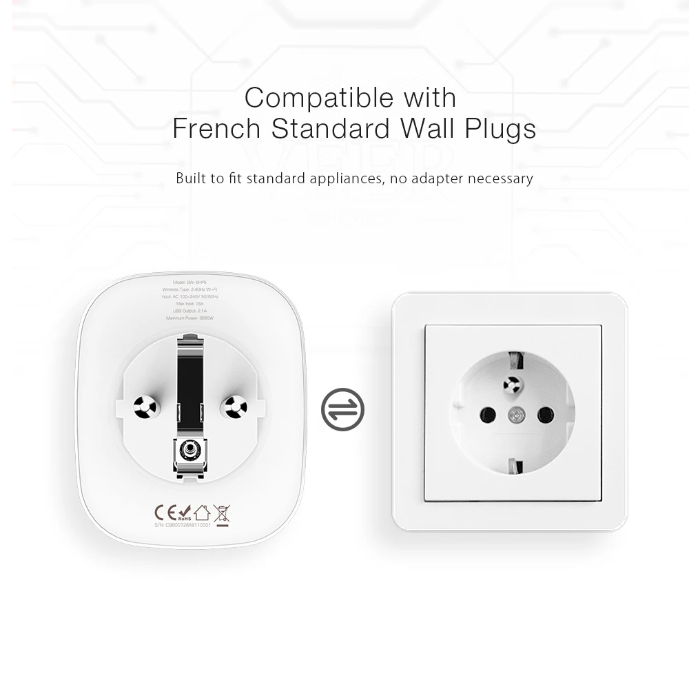 BlitzWolf BW-SHP5 2.1A двойной usb порты 16A Смарт Wi-Fi розетка ЕС Plug работать с Alexa Google Assistant BlitzWolf Tuya APP