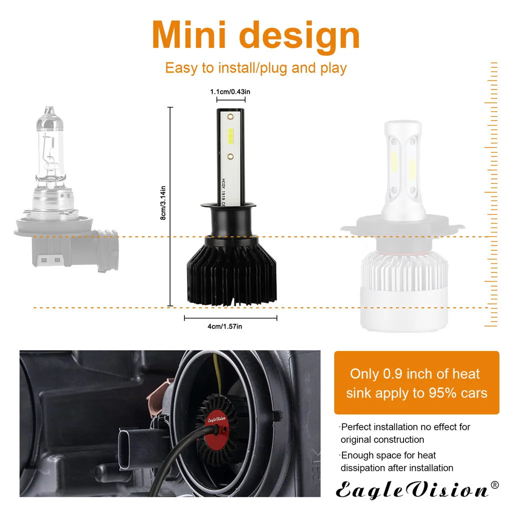 Kongyide автомобильный светильник 2 шт. H1 2000W 30000LM светодиодный головной Conversion Kit лампы